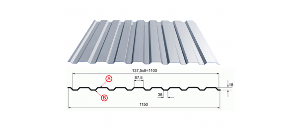 Профнастил оцинкованный С-20 1100x2500 купить недорого в Крюково